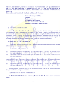 Observaciones a diversos proyectos de ley que reforman el derecho