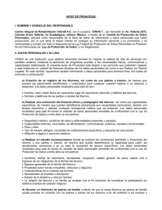 AVISO DE PRIVACIDAD I. NOMBRE Y DOMICILIO DEL