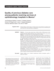 Quality of previous diabetes care among patients receiving services