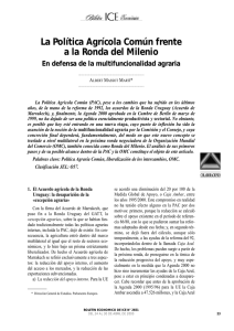 La Política Agrícola Común frente a la Ronda del Milenio