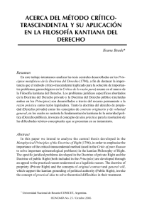 Acerca del método crítico-trascendental y su aplicación en la