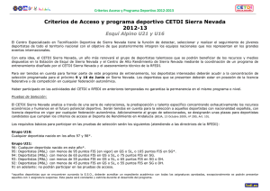 Criterios de Acceso y programa deportivo CETDI Sierra Nevada