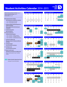 Student Activities Calendar 2014–2015