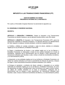 LEY Nº 3446 IMPUESTO A LAS TRANSACCIONES FINANCIERAS ITF