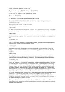 Ley de Asociaciones Sindicales - Ley Nº 23.551 Reglamentación de