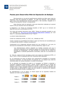 Pautas para desarrollos web de Diputación de Badajoz