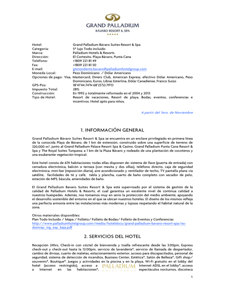 1 Informaci n General 2 Servicios Del Hotel