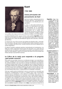 1724-1804 Líneas principales del pensamiento de Kant La Crítica