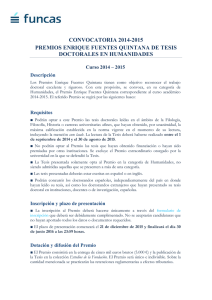 CONVOCATORIA 2014-2015 PREMIOS ENRIQUE FUENTES