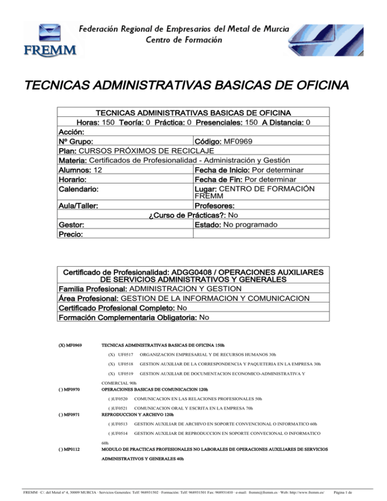 Tecnicas Administrativas Basicas De Oficina 7349