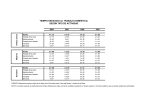 tiempo dedicado al trabajo doméstico, según tipo de actividad