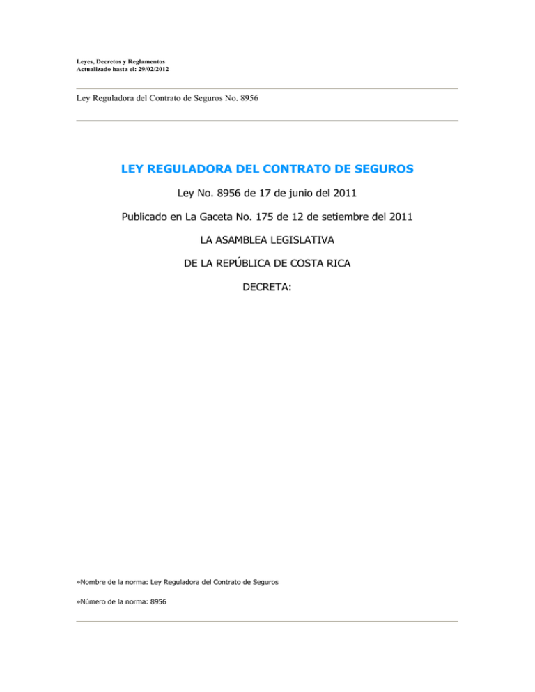 Ley Reguladora Del Contrato De Seguros