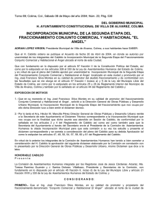 INCORPORACION MUNICIPAL DE LA SEGUNDA ETAPA DEL