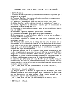 ley para regular los negocios de casas de empeño