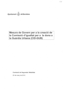 Mesura de Govern per a la creació de la Comissió d`igualtat pera la