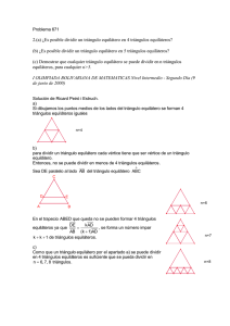 Es posible dividir un triángulo equilátero en 4 triángulos equiláteros?