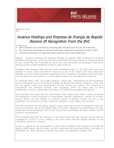 Avianca Holdings and Empresa de Energía de Bogotá Receive IR