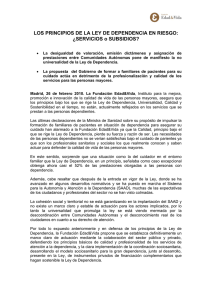 LOS PRINCIPIOS DE LA LEY DE DEPENDENCIA EN RIESGO