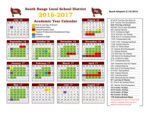 Academic Year Calendar - South Range Local School District