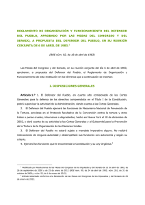 Reglamento de Organización y Funcionamiento del Defensor del