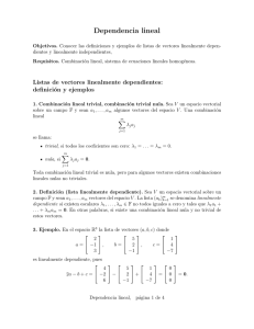 Dependencia lineal - Apuntes y ejercicios de matemáticas, Egor