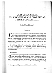 LA ESCUELA RURAL. EDUCACIÓN PARA LA COMUNIDAD SIN