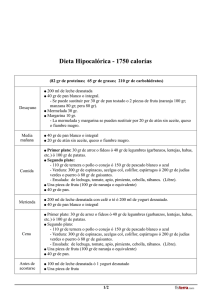 Dieta Hipocalórica - 1750 calorías