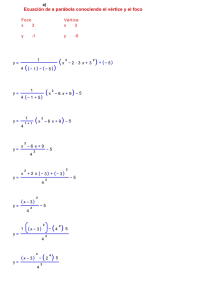 Ecuación de a parábola conociendo el vértice y el foco