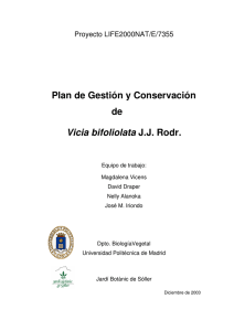 Plan de Gestión y Conservación de Vicia bifoliolata J.J. Rodr.