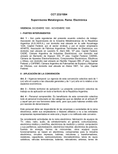 CCT 233/1994 Supervisores Metalúrgicos. Rama: Electrónica