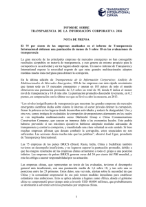 Nota de Prensa sobre el Informe - Transparencia Internacional