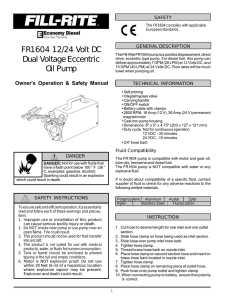 FR1604 12/24 Volt DC Dual Voltage Eccentric Oil Pump