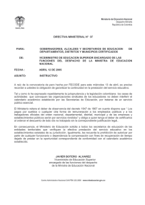 DIRECTIVA MINISTERIAL N° 07 PARA: GOBERNADORES