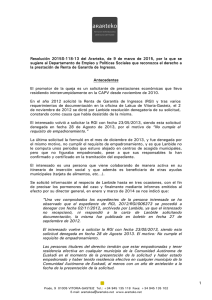 Resolución 2015S-118-13 del Ararteko, de 9 de marzo de 2015, por