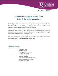 Quálitas increased 100% its stake in its El Salvador