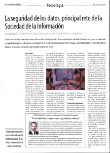 La seguridad de los datos, principal reto de la Sociedad