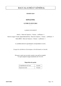 Sujet officiel complet du bac S-ES-L Espagnol LV2 2014