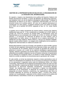 GESTIÓN DE LA REPRESENTACIÓN DE BOLIVIA EN LA