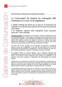 La Comunidad de Madrid ha entregado 860 viviendas en lo que va