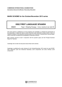 0502 first language spanish - Cambridge International Examinations