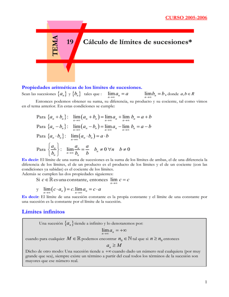 Tema C Lculo De L Mites De Sucesiones