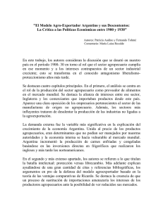 "El Modelo Agro-Exportador Argentino y sus Descontentos: La