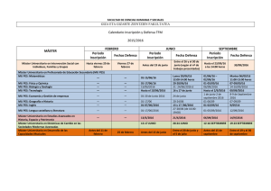 Calendario Inscripción y Defensa TFM 2015/2016 MÁSTER
