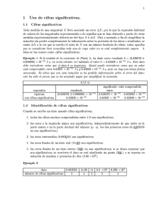 1 1 Uso de cifras significativas. l.l Cifras significativas Toda medida