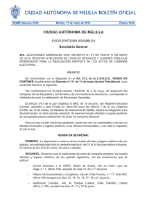 Elecciones Generales 2016 - Ciudad Autónoma de Melilla
