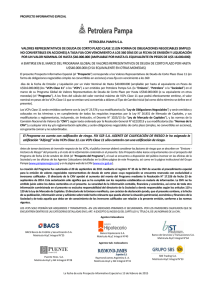 petrolera pampa sa valores representativos de deuda de corto plazo