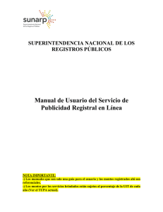 Manual de Usuario del Servicio de Publicidad Registral en Línea
