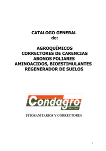 CATALOGO GENERAL de: AGROQUÍMICOS CORRECTORES DE