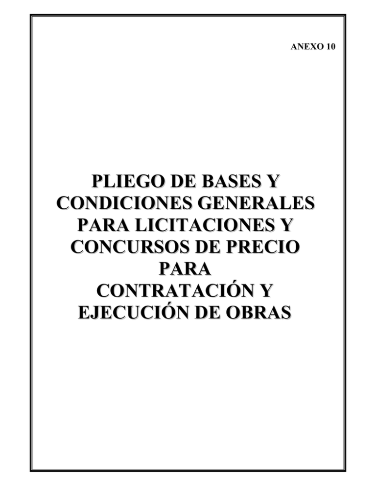 Pliego De Bases Y Condiciones Generales Para Licitaciones Y