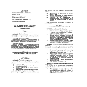 Ley de Organización y Funciones del Ministerio de Transportes y